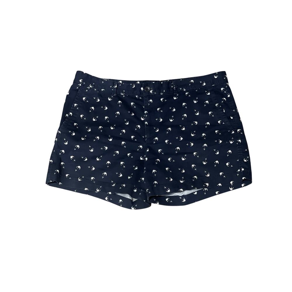 Banana Republic 12 Navy Anchor Print Shorts Cotton Stretch Nautical Summer